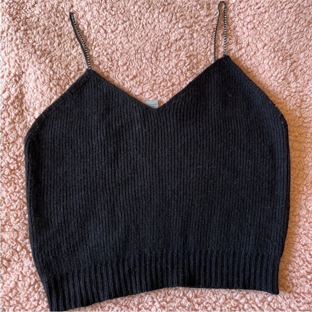 Black Ribbed Crop Camisole